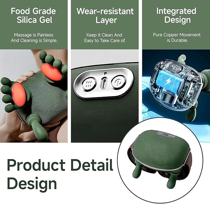 Cordless Neck Massager with Heat, 4D Bionic Shiatsu Neck and Shoulder Massager with Real Hand Kneading, Deep Tissue Back Massager for Home Office Travel, Gifts for Women Men(Green)