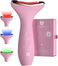 REVO Genie Facial Massager for Face and Neck, LED Face Lift Device with Heat & Vibration, Lymphatic Drainage Depuffing Tool, Red Blue Green Light Therapy for Skin Tightening & Skincare Absorption