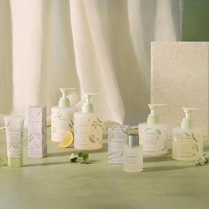Thymes Restorative Hand Cream for Women & Men - Moisturizing Hand Cream Travel Size - Notes of Eucalyptus Oil, Lemon, Petitgrain, Bergamot, Lemongrass, & Lush Fir - Skin Care (Eucalyptus, 1.9 fl oz)