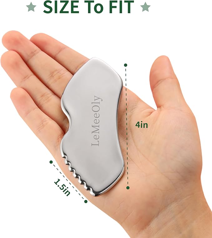 LeMeeOly Gua Sha Facial Tools Stainless Steel & Compressed Facial Sponges, Detail Metal GuaSha and Natural Spa Sponges for Facial Cleansing Skin Care，Guasha Stone Face Sculpting Tool