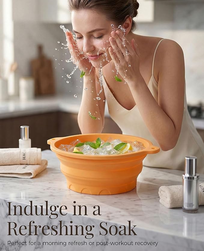 Face Ice Bath Bowl with Built-in Ice Tray, Foldable Silicone Face Bowl for Ice, Durable Ice Facial Bowl for Cold Plunge Therapy, Skin Tightening, Acne Relief, Spa Tool for Home, Travel