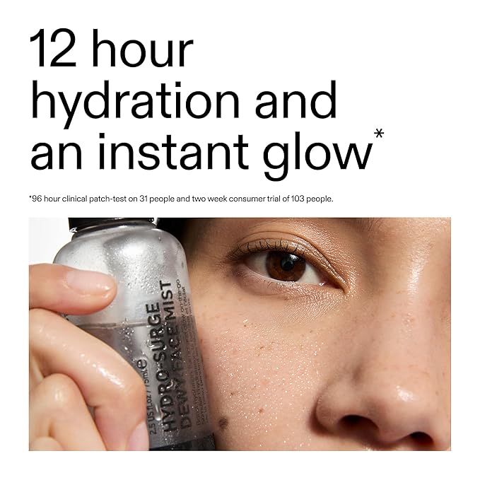 The INKEY List Hydro-Surge Dewy Face Mist 2.6 fl oz, Hydration Boosting Spray, Fragrance-Free & Alcohol-Free, Gentle Formula for Sensitive Skin, On-The-Go Application, Vegan Friendly