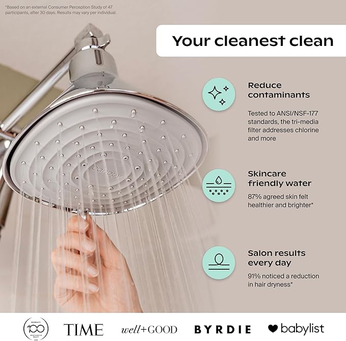 Canopy Filtered Shower Head - High Pressure Shower Head Filter for Hard Water - Shower Filter To Remove Impurities for Healthier Scalp, Skin & Hair - Support Hair Growth & Minimize Breakage - Brass
