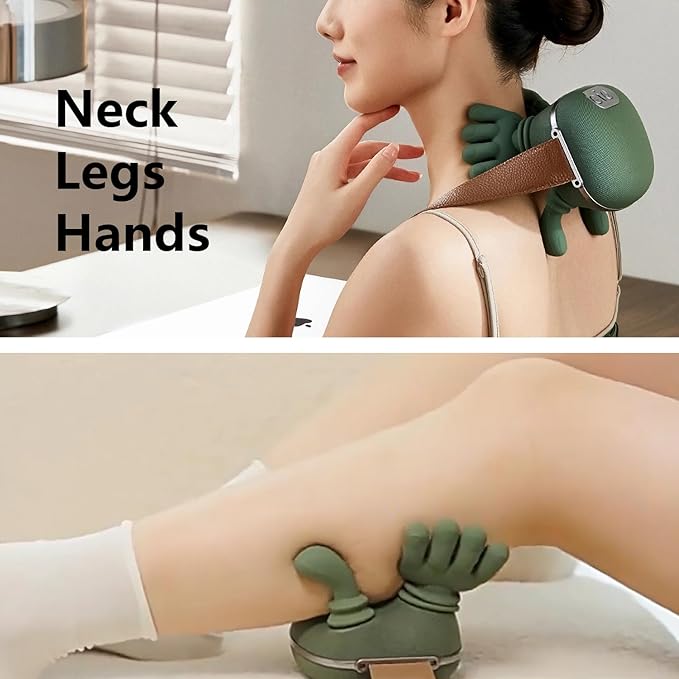 Neck Massager 2025, with Heat Electric Shoulder & Cervical Massage for Pain Relief deep Tissue Massage Heated for Neck, Back, Shoulder-Green