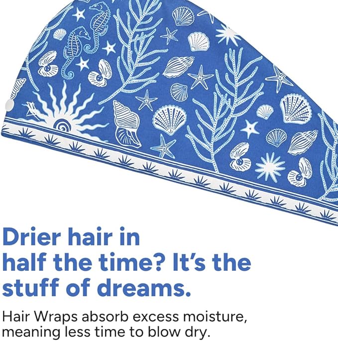 Dock & Bay Turban Hair Towel - for Home & The Beach - Super Absorbent, Quick Dry - Ocean Treasure, One Size
