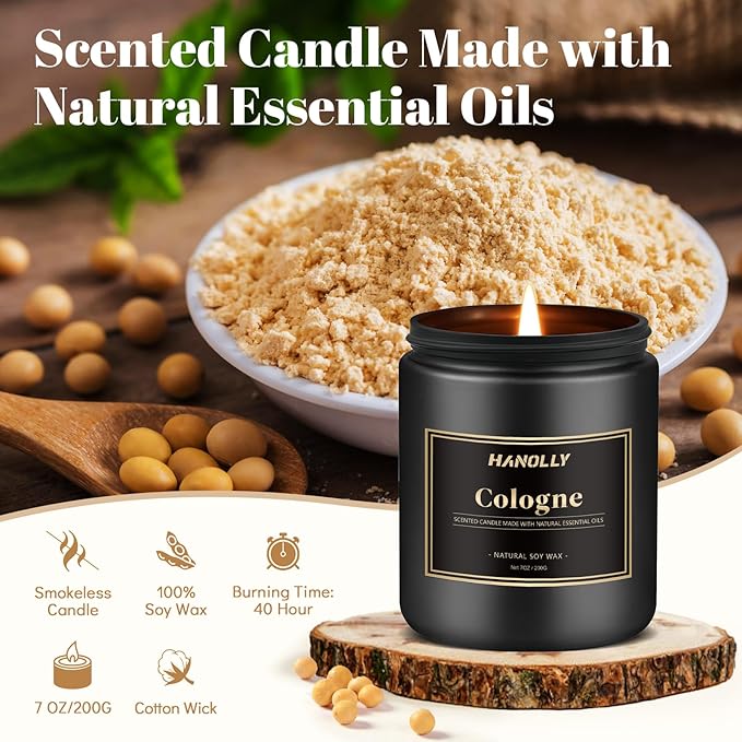 Mens Scented Candle Gift Set, 6 Pack Candles for Men,Gifts for Father, Soy Candles for Home Scented, 42 oz Long Lasting Aromatheraspy Candle, Maculine Manly Jar Candle Kit