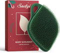 Sndyi Silicone Body Scrubber, Gentle Exfoliating Body Scrubber for Sensitive Skin, Leaf Shaped Shower Scrubber for Body with Lathering Bristles, Silicone Loofah Body Brush for Showering, Evergreen
