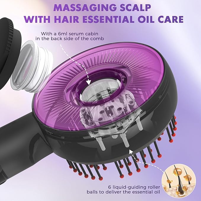 Electric Scalp Massager 4 in 1 Scalp Massaging Brush,Cordless Shiatsu Massager Comb for Scalp Relax,Oil Dispenser for Hair