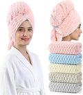 REDKISS 5 Pack Extra Large Hair Towels - Microfiber Hair Towel Wrap for Women, 23 x 47 inches Hair Towels with Elastic Strap, Super Soft Hair Drying Towels for Long, Thick, Curly Anti Frizz Turbans