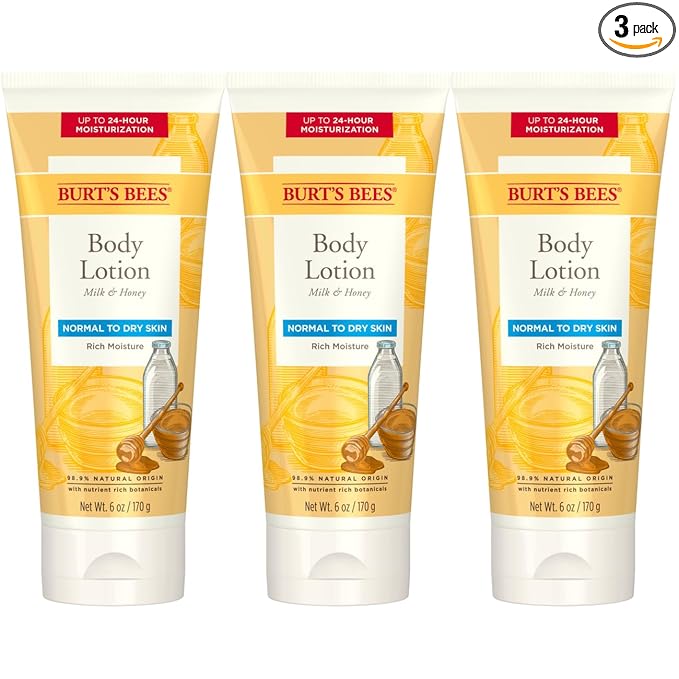 Burts Bees Body Lotion for Normal to Dry Skin with Milk & Honey, 6 Oz (Package May Vary)