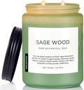 M&SENSE Sage Wood Scented Candles for Home, 19.4oz All Natural Soy Wax, 110 Hours Long Lasting, Clean Non Toxic Candle, Fresh Smelling for Relaxation Stress Relief, Fragrance Gifts for Men Women