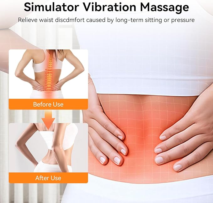 3 in 1 Electric Lumbar Support Pillow with Adjustable Height for Bed and Chair, Back Massager with Heat, Back Massager for Pain Relief Deep Tissue, Electric Lumbar Pillow with Heat Vibration Traction
