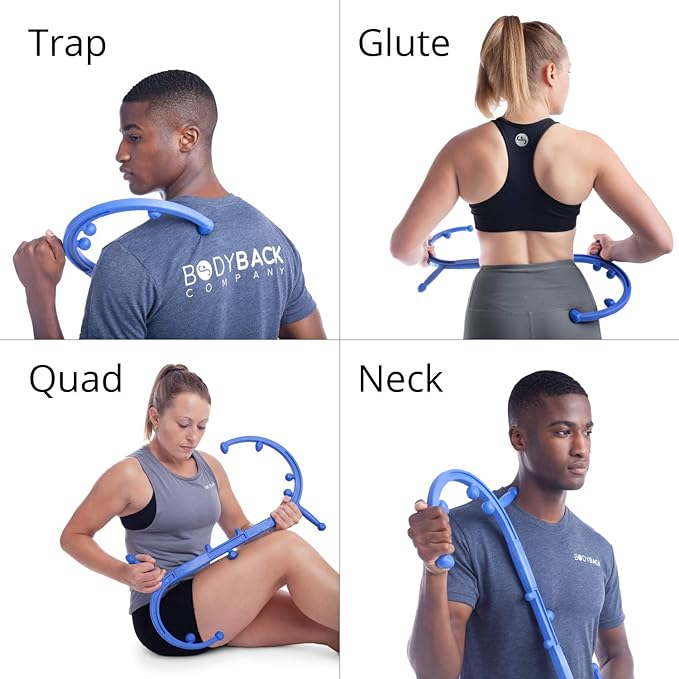 Body Back Buddy Elite Blue 2.1 - Neck Massager for Pain Relief Deep Tissue - Back Therapy Tool - Therapeutic Trigger Point Hook for Muscle Knot & Myofascial Release - Shoulder Pressure Point Relief