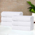 Superior Honeycomb Cotton Medium Weight Towels, for Guest Bath, Master Bathroom, Shower, Kitchen, Quick Dry, Adults, Home Essentials, Textured Waffle Border, Towel Set, Hand Towels, Set of 6, White