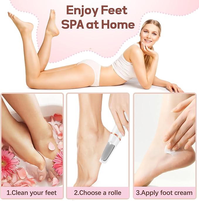 ZABOUL Electric Foot Callus Remover Rechargeable Portable Electric Foot File Pedicure Tool Kit, Smooth Pedicure Wand for Feet Care, Removes Dry Hard & Dead Skin, Ideal Gift