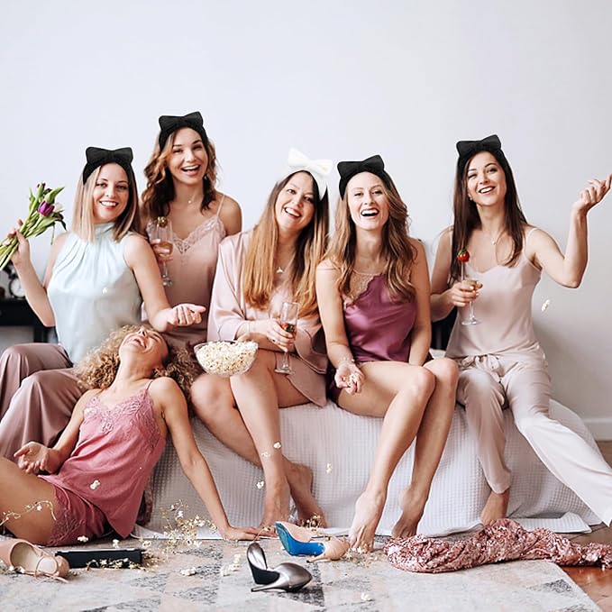 Semato Bachelorette Party Favor Set - Bride & Bridesmaid Spa Headbands (1 Bride + 7 Blue)