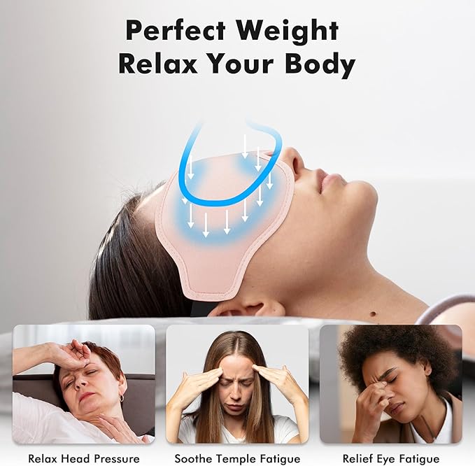 Sleep Eye Mask for Men Women, Weighted Sleeping Mask for Side Sleeper, Travel Blackout Night Blindfold Eye Shade Cover with Adjustable Strap (Blush)