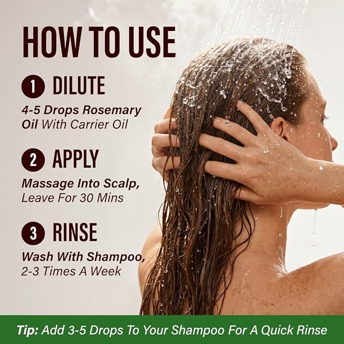 100% Pure Rosemary Oil - 4 Fl Oz Rosemary Essential Oil for Hair, Skin, Diffuser, Aromatherapy & DIY Soap Making Scent