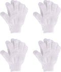 Hotop 4 Pairs Shower Gloves Scrubbing Gloves Dual-Sided Exfoliating Glove Body Bath Scrubs, White