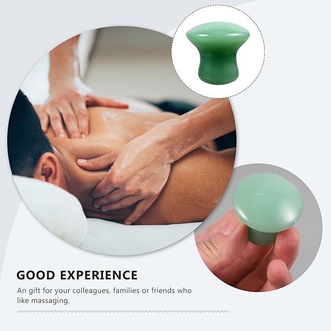 FOMIYES Jade Massager: Mushroom Gua Sha - 2Pcs Green Jade Quartz Mushroom Face Massage Rollers Stones Scraping Massage Tool for Men Women, Massager for Face, Eyes, Relieve Fine Lines and Wrinkles
