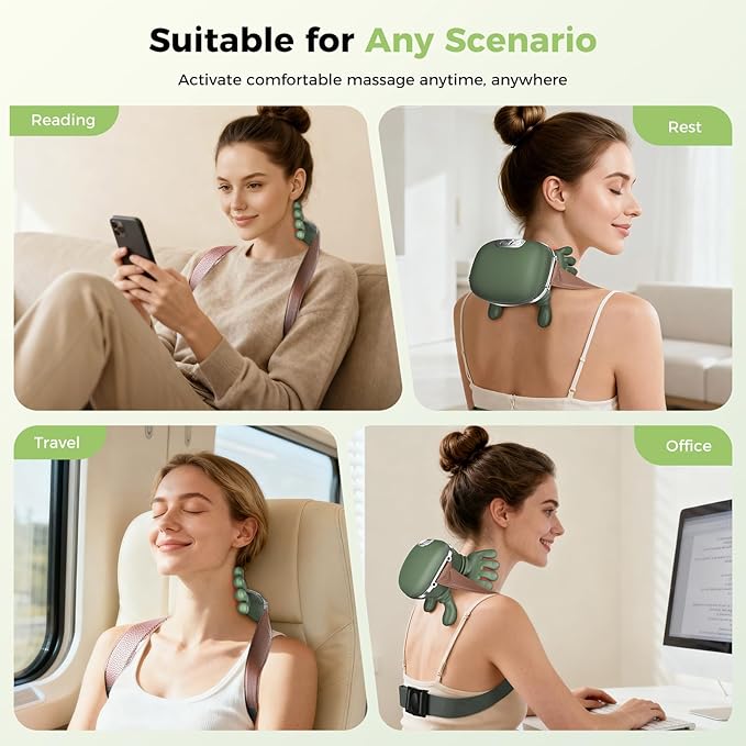2026 Upgrade Edition 4D Neck and Shoulder Heat Massager, Wireless Portable Neck Massager, Relieves Muscle Pain, Simulates Deep Tissue Massage of Human Hand, Ideal Gift.（Emerald Green）