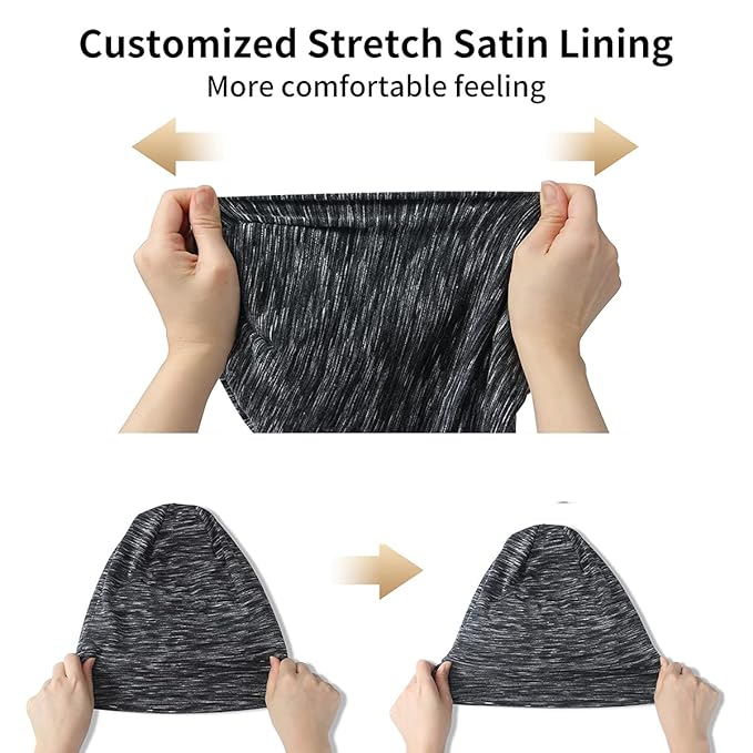 Satin Bonnet Silk Lined Sleep Cap- Adjustable Hair Cover for Women Men Frizzy Hair Night Cap Patients Care