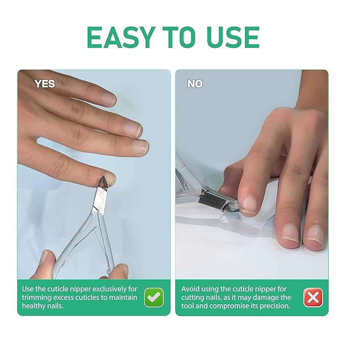 Professional Cuticle Trimmer Nail Cuticle Cutter Stainless Steel Cuticle Nippers with Sharp Blades Double Spring Manicure Tools for Nail Care Pedicure Home Spa (Gray - Pusher Included)