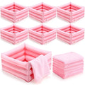FillTouch 12 Pcs Foot Spa Kit for Girls Kids 12.5''x12.5''x8.3'' Foot Care Bath and 12''x28'' Hand Towels Washbasin Salon Towels Portable for Sleepover Spa Swim Birthday Party Supplies(Light Pink)