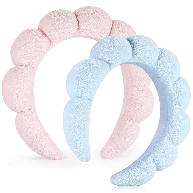 Ztomine Spa Headbands for Washing Face or Facial, Set of 2 Skincare Headbands, Terry Cloth Headband Wash Combo Pack - Puffy Makeup Washing, Mask, Skin Treatment