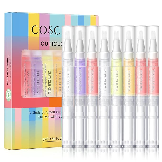 COSCELIA 8pcs Cuticle Oil Pen Bulk for Nails Polish Repair Pen Nail Nourishment Polish with Vitamins to Nourish and Moisturize Skin for Cuticle Nail Care