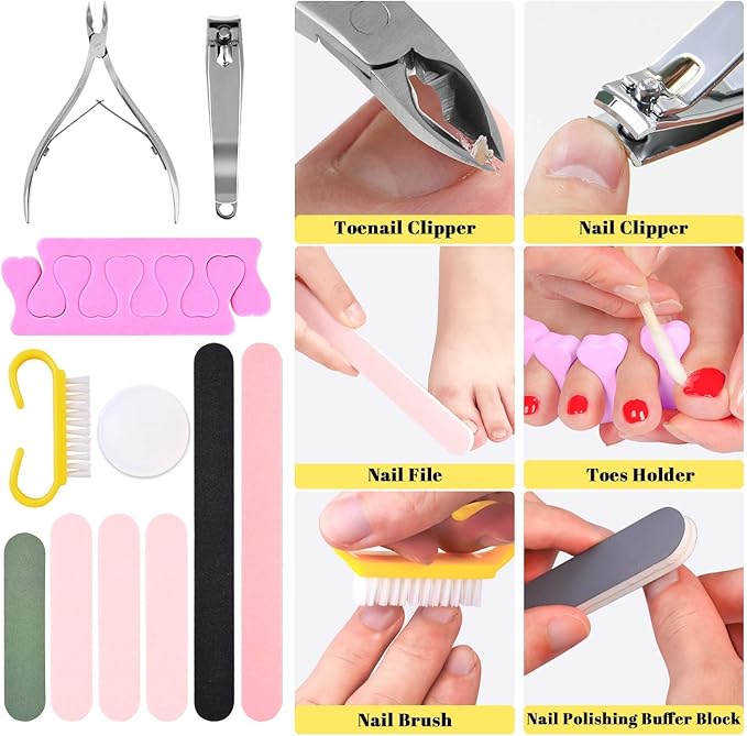 Professional Foot Care Kit, 30-Piece Pedicure Set with Foot File, Callus Shaver, Hard Skin Remover (Yellow)