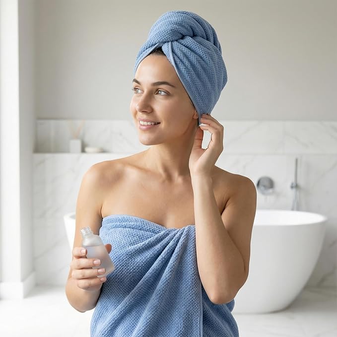 REDKISS Pack of 2 Jumbo Bath Sheets, 40 x 80 Inches Microfiber Bath Towels for Bathroom, Extra Large & Lightweight, Quick-Dry, Super Soft & Highly Absorbent, Perfect to Wrap Yourself in, Blue