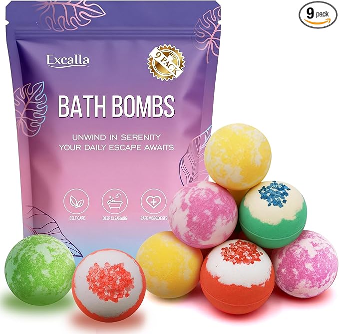 Bath Bombs for Women, 9 Pack Bath Bombs- Mothers Day Gifts for Mom, Shea & Coco Butter Fizzies SPA Bath Relaxing, Self Care Gift Set for Women & Men, Wife, Girlfriend Birthday