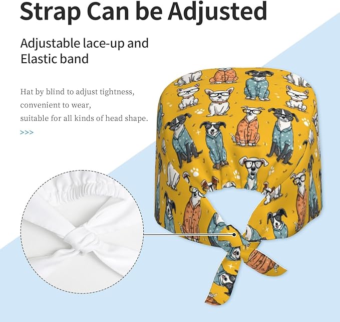 Alligator Ice Cream Working Cap, Scrub Cap with Sweatband, Adjustable Tie Back Hat Breathable Headgear for Women/Men