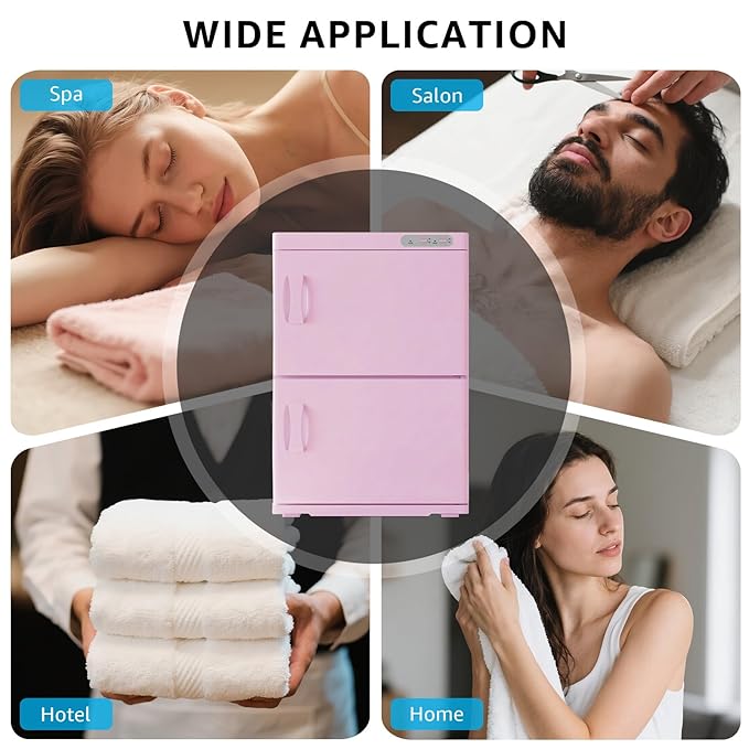 TABU Hot Towel Warmer Cabinet, 46L Extra Large Professional Towel Heater with Stainless Steel Racks & Water Drip Tray, for Spa, Salon, Barber and Home, Pink