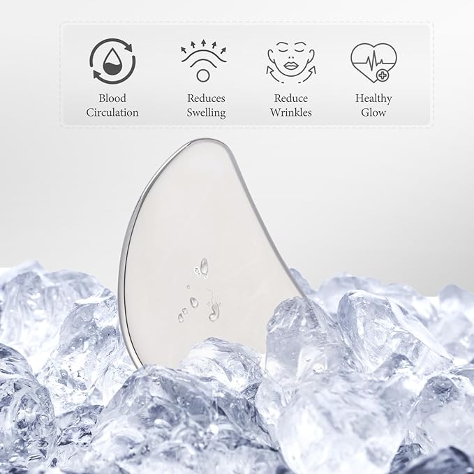 Stainless Steel Gua Sha Facial Tools | Premium Face & Body Massage Scraper for Skin Tightening & Sculpting | Gua Sha Beauty Tool for Jawline, Neck & Eyes with Travel Pouch – Perfect Skincare Gift
