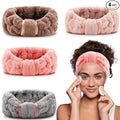 4 Pack Microfiber Towel Headbands for Washing Face, Spa & Skincare for Women (Coffee, Flesh Pink, Grey, Bright Red)