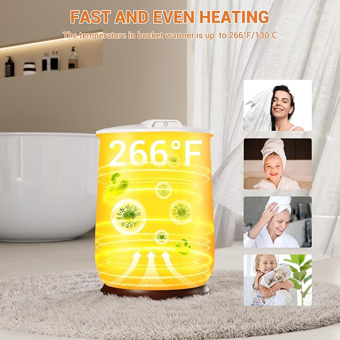 20L Towel Warmer for Bathroom with Adjustable Temperature, Timer Function, LED Display and Auto Shut-Off, Even Heating for Towels, Bathrobes & Blankets, Stainless Steel Liner, Flip-Top
