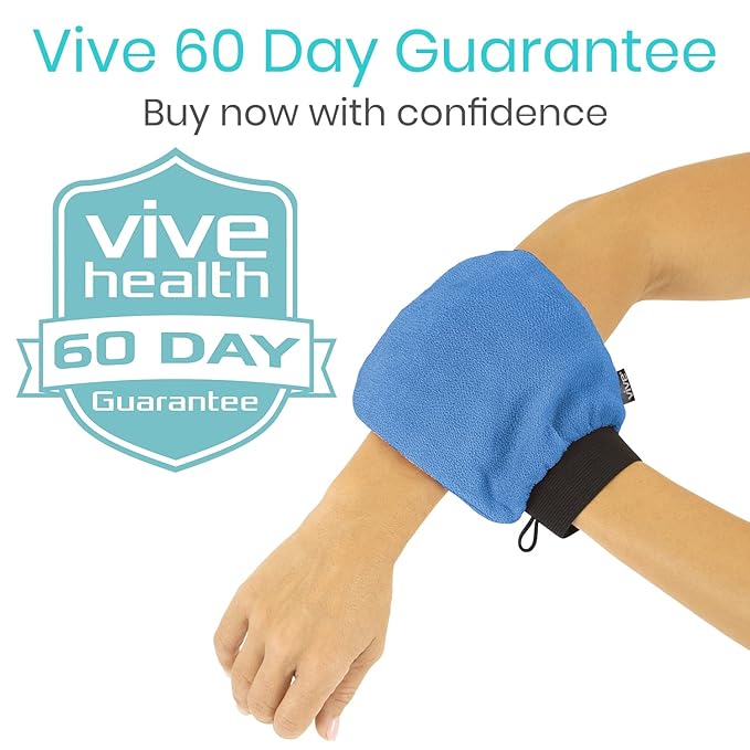 Vive Exfoliating Mitts for Body (4 Pack) - Scrub Gloves with Soap-Saver Pocket - Body Exfoliate Shower Dead Skin Remover - Deep Microdermabrasion Exfoliator for Kerastosis Pilaris - Premium
