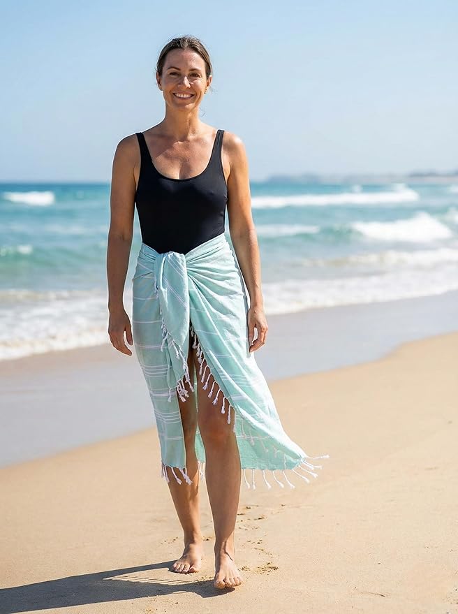 Cotton Turkish Beach Towel with Towels Oversized 36"x72" Pool Absorbent Extra Large Quick Dry Sand Travel Towel (Fresh Hues, 4 Pack)