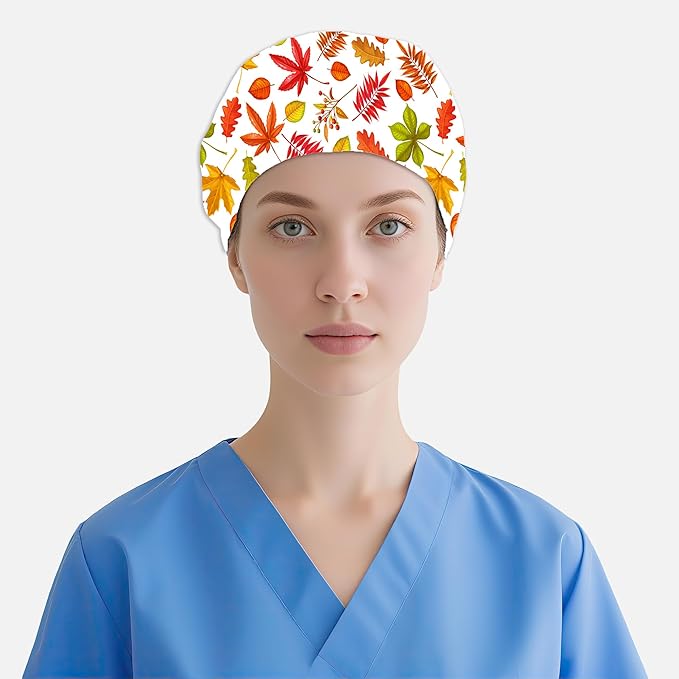 2 Pcs Working Cap with Sweatband for Women Men, Adjustable Cleaning Working Hats, Nurse Surgical Caps