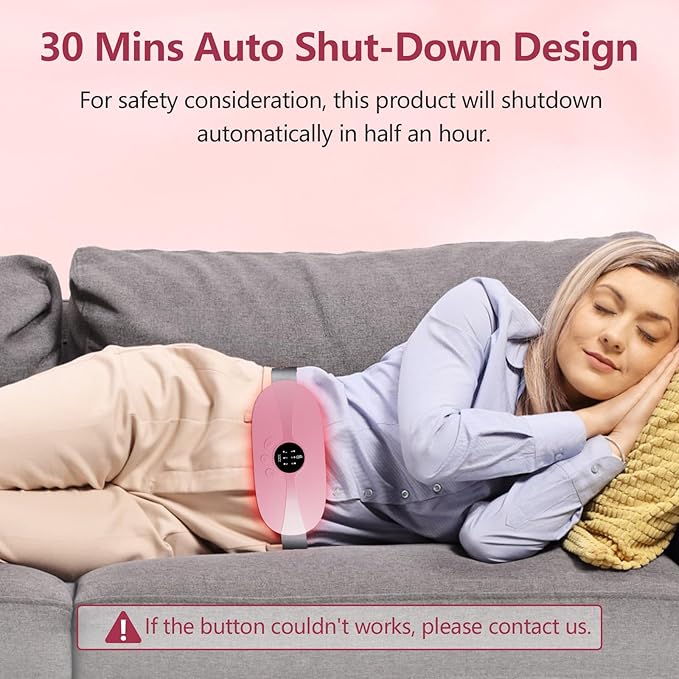 HOTBAG Heating Pad for Period Cramps Portable Cordless 3S Fast Period Heating Pad Cramp Relief with 3 Heat Levels and 3 Massage Modes Menstrual Electric Waist Wrap Belt for Pain Relief Gifts for Her