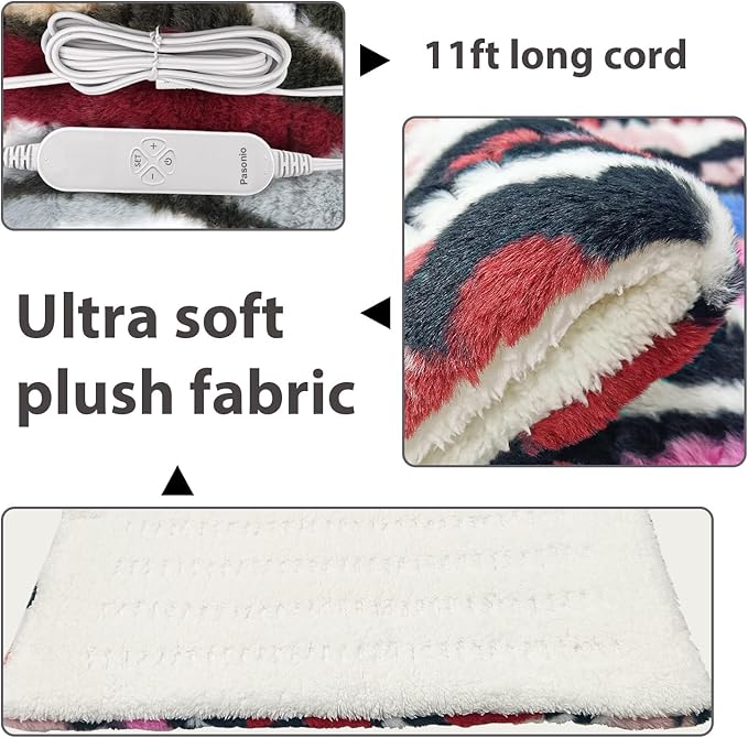 Pasonio Electric Heating Pad for Back Pain Relief and Shoulder/Neck/Knee/Leg Cramps - 12 Heating Levels- Heat Pad with Moist & Dry Heat Therapy - Hot Heated Pad - (XL 12"x24" Camouflage) - MCR