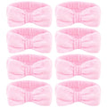 Ondder Spa Headband for Washing Face 8 Pack Pink Skincare Headbands for Women Girls Terry Cloth Cute Bow Head Bands