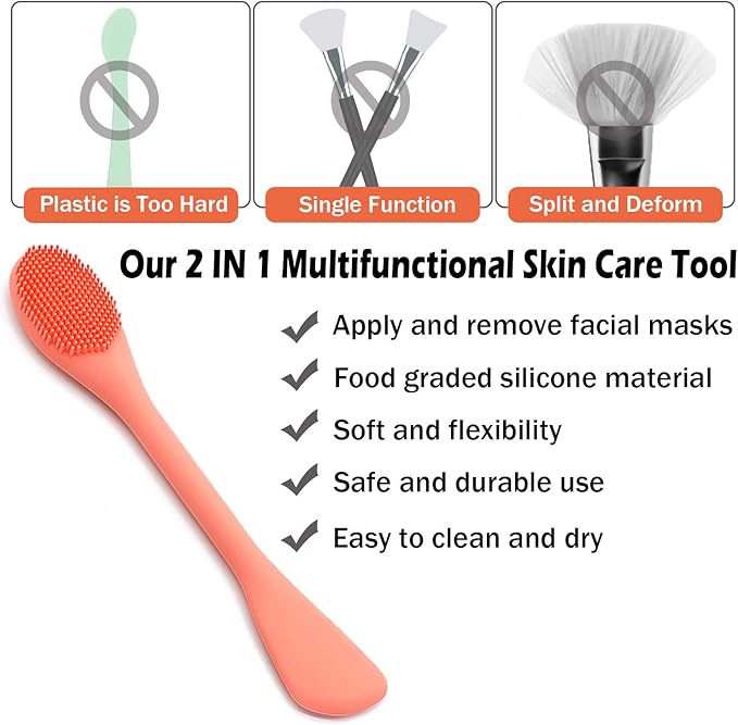 RamPula Silicone Face Mask Brush, Face Scrubber for Gentle Exfoliating & Hairless Moisturizers Applicator Tools for Apply Mud, Clay, Charcoal Mixed Mask, Cream, Lotion