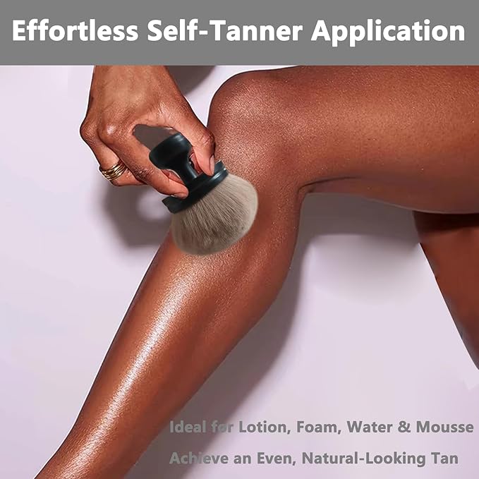 Body Makeup Brush Extra Large Oval Self Tanning Brush Multipurpose 74mm Wide-Headed Self Tanner Kabuki Sunscreen Brush for Legs Body Sunless Tan Streak Free Applicator(Black)