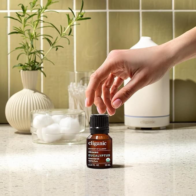 Cliganic Organic Eucalyptus Essential Oil, 100% Pure | Natural Aromatherapy Oil for Diffuser Steam Distilled | Non-GMO Verified