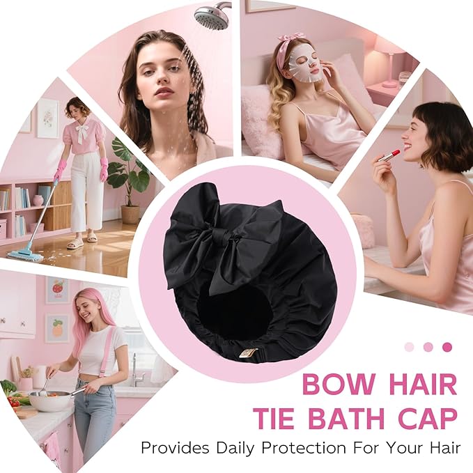 Years Calm Extra Large Shower Cap for Long Thick Hair – Waterproof Double Layer Bath Cap with Satin Lining, Secure Elastic Fit for Braids, Curls & Extensions