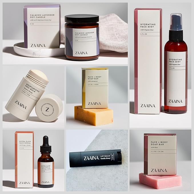 ZAAINA Spa Gift Set for Her - USA Made Luxury Self Care Spa Set, Pampering At Home Bath & Body Relaxing Spa Package, Gift Basket for Wife Friend, Mother's Day Gifts for Mom, Birthday Gifts for Women