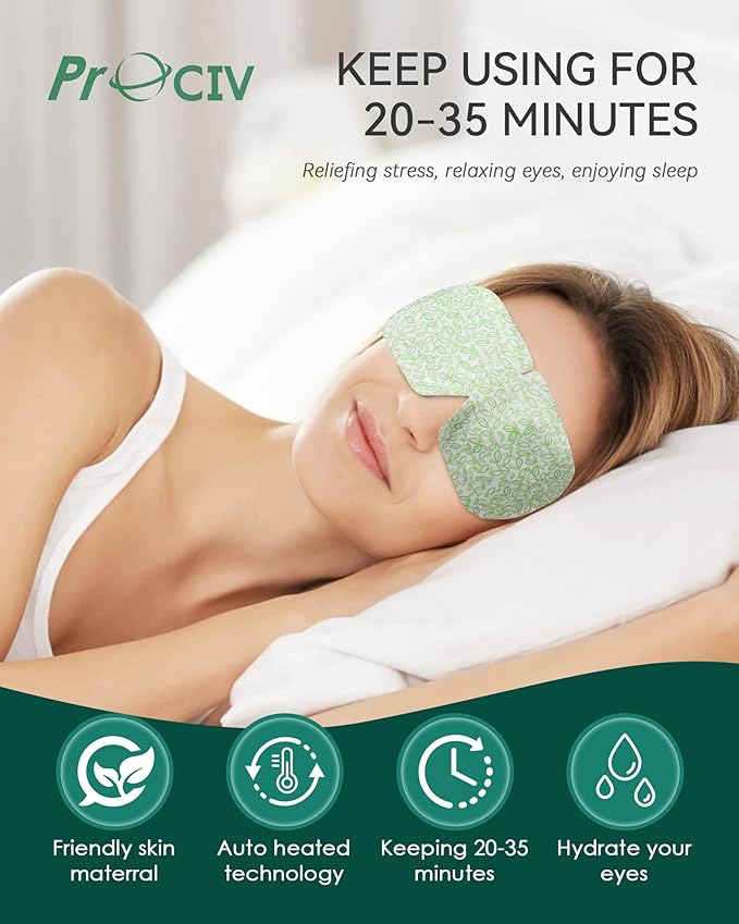 30PCS Steam Eye Masks for Dry Eyes & Fatigue Relief, Self-Heating Eye Mask for Puffiness & Dark Circles, Moist Heat Compress, Travel-Friendly, No Microwave Needed, Spa Relaxation for Women, Unscented